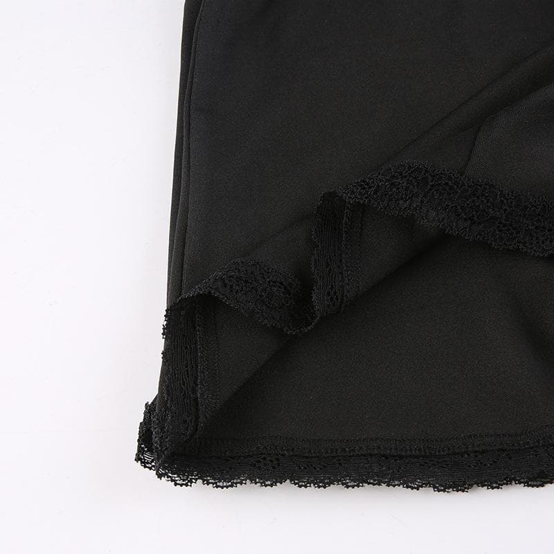 Low cut bowknot lace ruffled cami A line dress 8