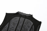 Sleeveless solid sheer mesh see through backless midi dress 5