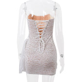 Irregular ruched backless lace up bustier tube mini dress 7