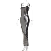 Metallic square neck backless cami maxi dress 2