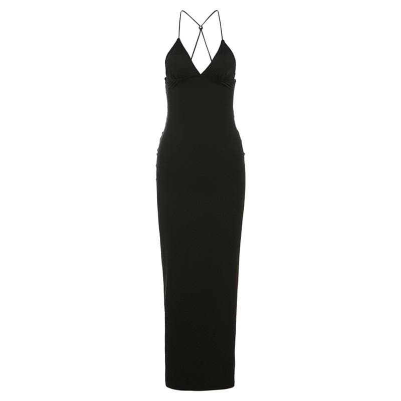 Butterfly applique backless v neck maxi dress 5