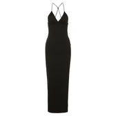Butterfly applique backless v neck maxi dress 5
