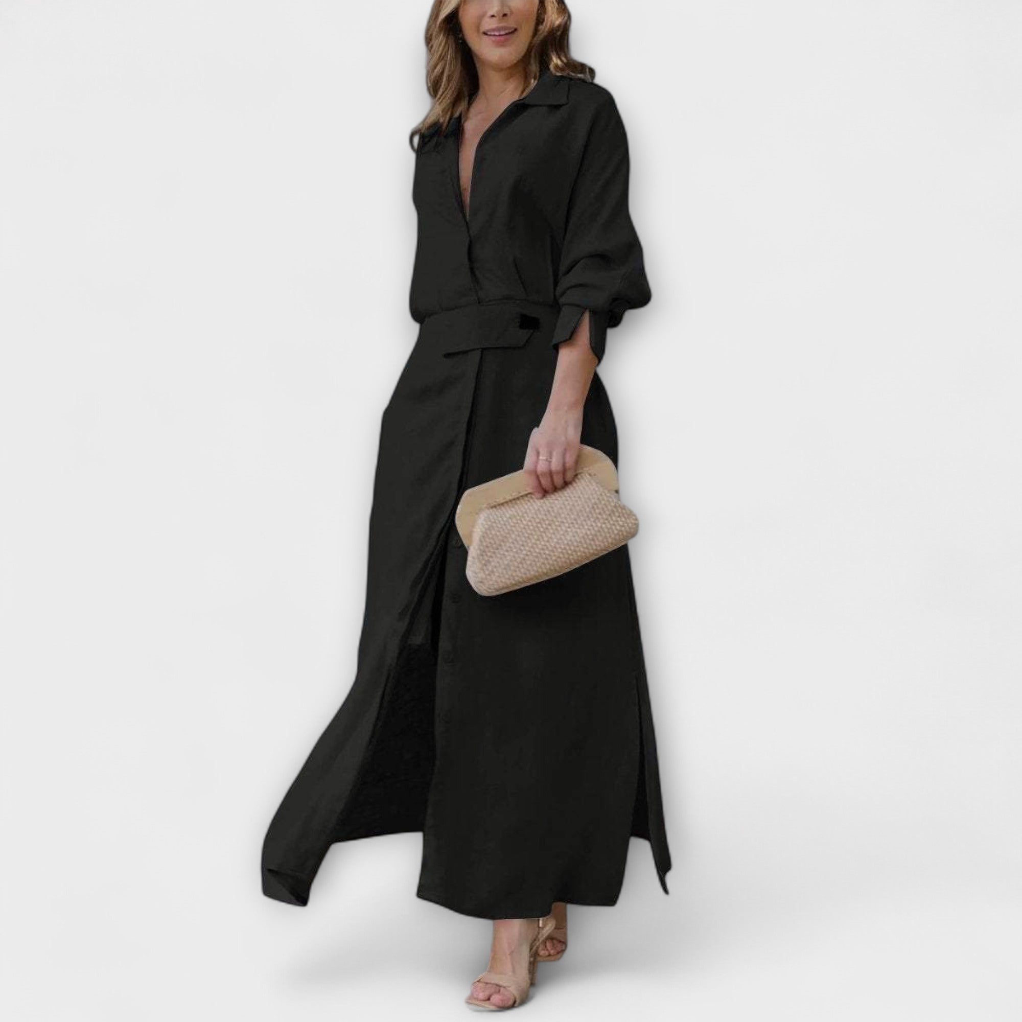 Nancy | Maxi Dress with V-Neck Black