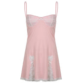 Low cut bowknot lace ruffled cami A line dress 11