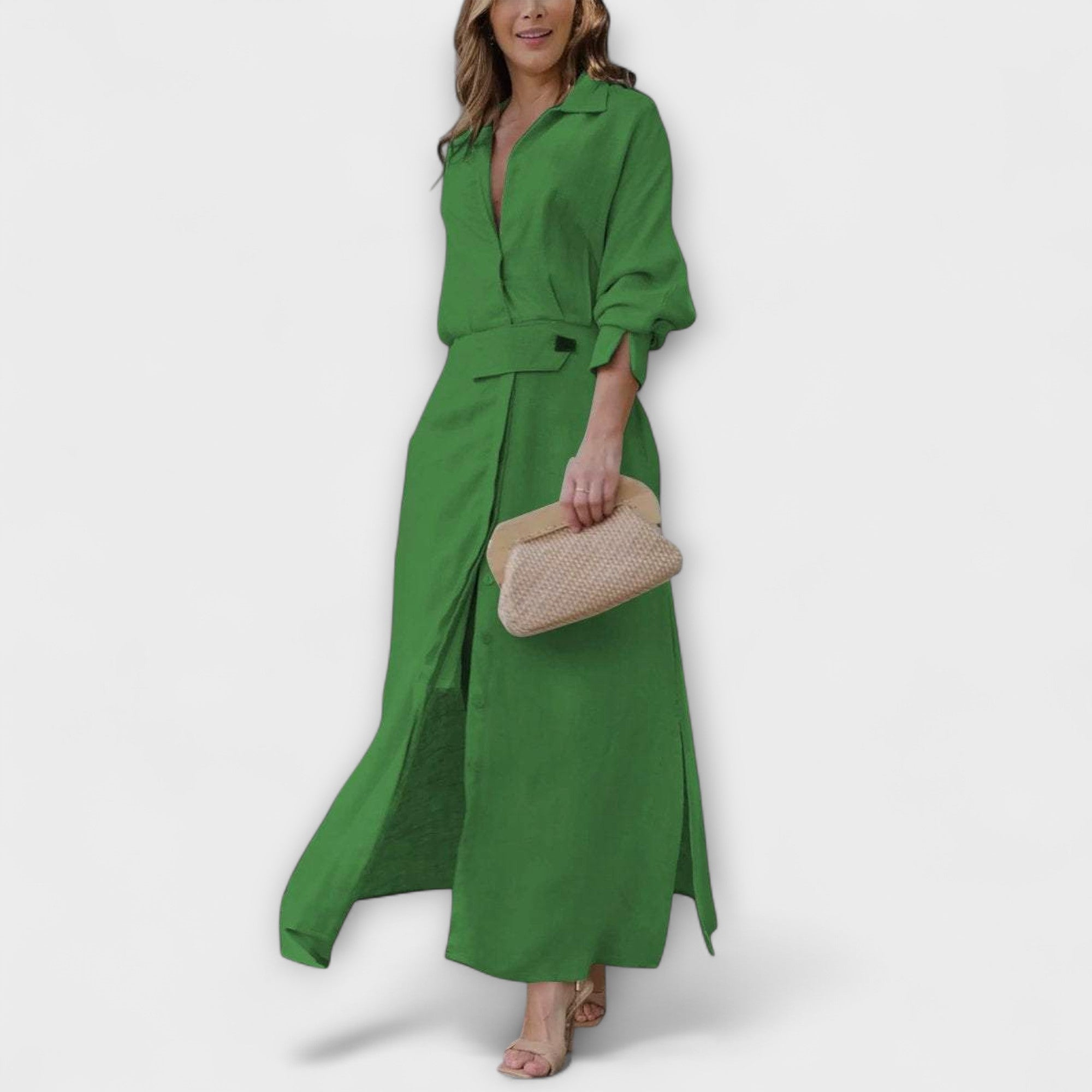 Nancy | Maxi Dress with V-Neck Green