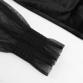 Velvet long puff sleeve ruffle mesh ruched square neck mini dress 6