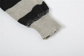 Crochet striped contrast long sleeve crewneck mini dress 6