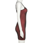 Mesh slit square neck irregular backless cami mini dress 3