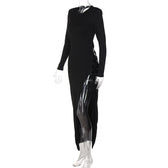 Lace up irregular long sleeve hollow out backless maxi dress 7