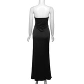 Corset solid ruched backless tube maxi dress 3