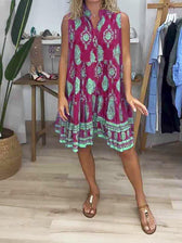 Paisley Print Sleeveless Tiered Mini Dress 6