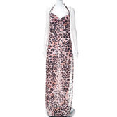 Cowl neck print cross open back maxi chiffon dress 2