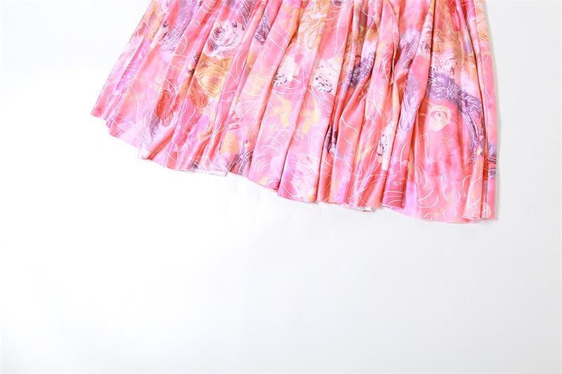 Lace up flower print contrast backless tube maxi dress 6