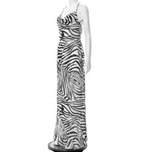 Cowl neck print cross open back maxi chiffon dress 3