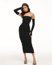 Eventide Horizon Tube Charming Halter Dress with Gloves