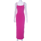 Lace hem square neck solid backless cami maxi dress 6