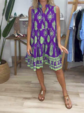 Paisley Print Sleeveless Tiered Mini Dress 7