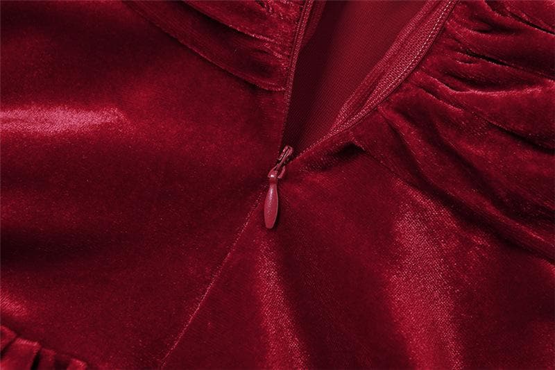 Velvet ruched zip-up off shoulder long sleeve solid mini dress 7