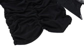 Solid ruched backless ruffle mesh mini dress 8