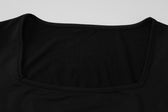 Lace up solid long sleeve square neck maxi dress 4