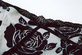 Rose print lace hem contrast spaghetti strap mini dress 6