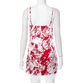 Lace hem contrast v neck backless cami mini dress 3