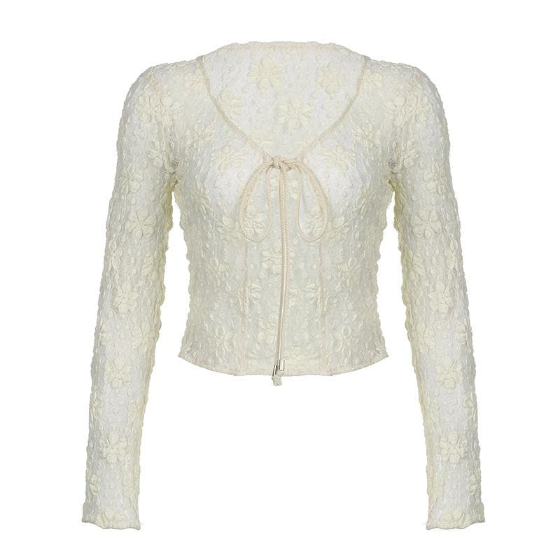Sheer Lace Tie Front Cardigan and Lace Up Mini Dress Two Piece Set 9