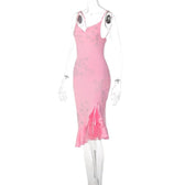 Beaded ruffle slit cowl neck backless irregular cami mini dress 4