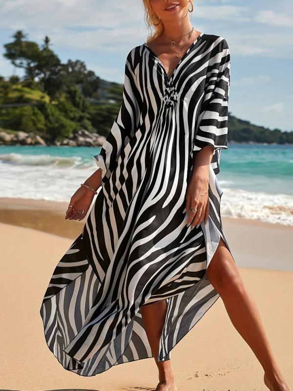 Abigail Effortless and Lightweight Zebra Beach Dress for Summer Chic Silhouette Collection