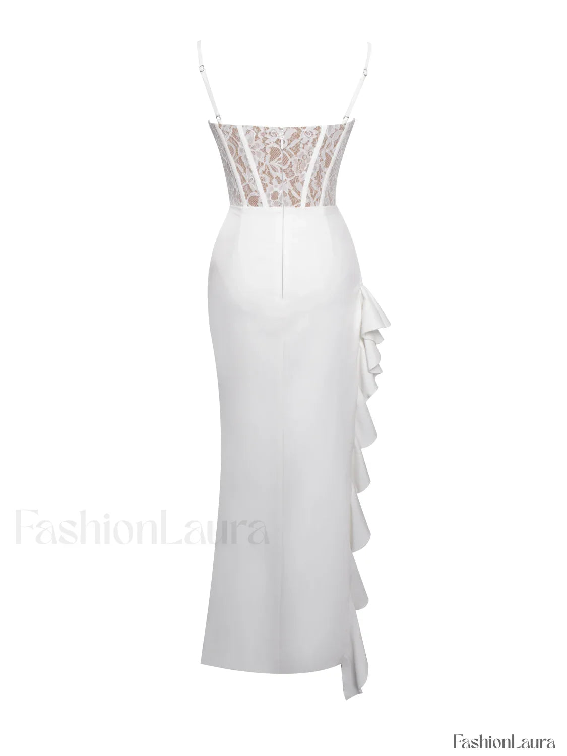 Junia White Lace Charming Corset Maxi Dress