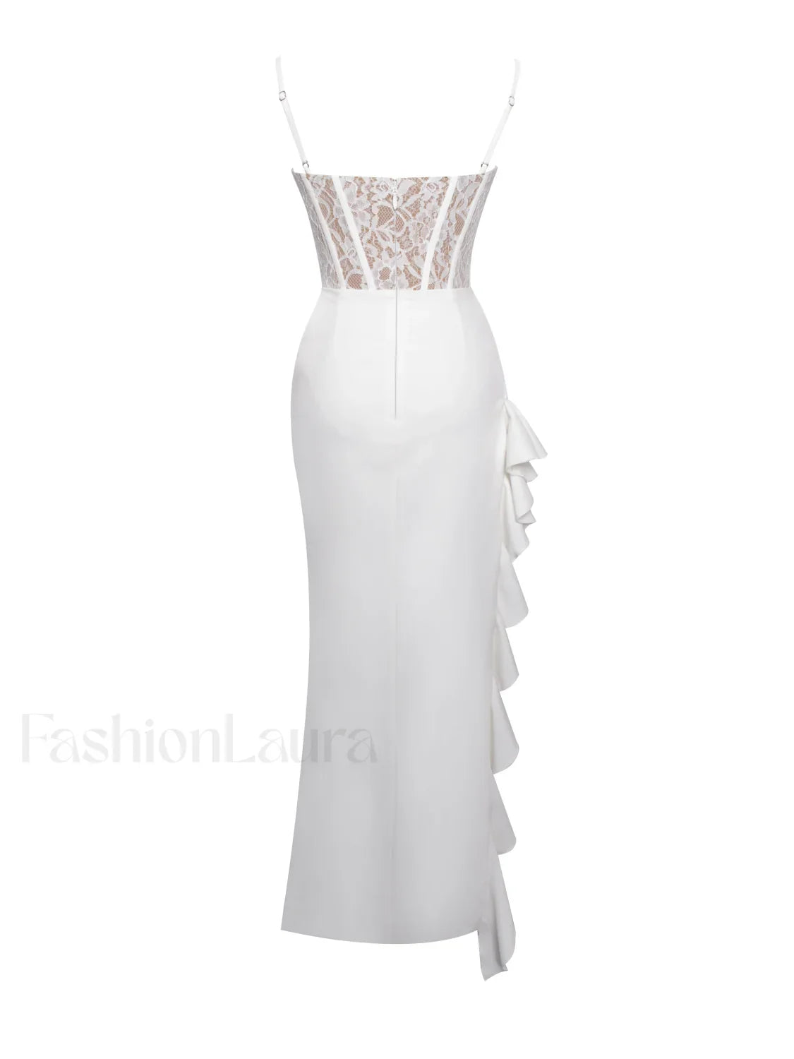 Junia White Lace Charming Corset Maxi Dress