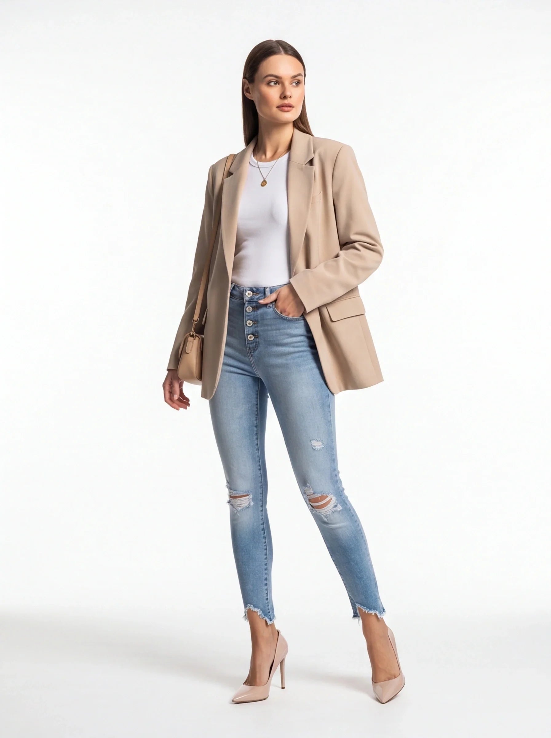 Indigo Pants Ripped High Waisted Denim