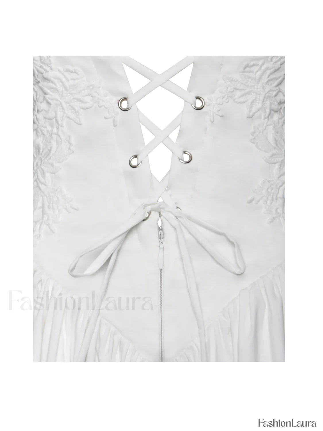 Kadi White Cotton Drop Graceful Waist Corset Mini Dress