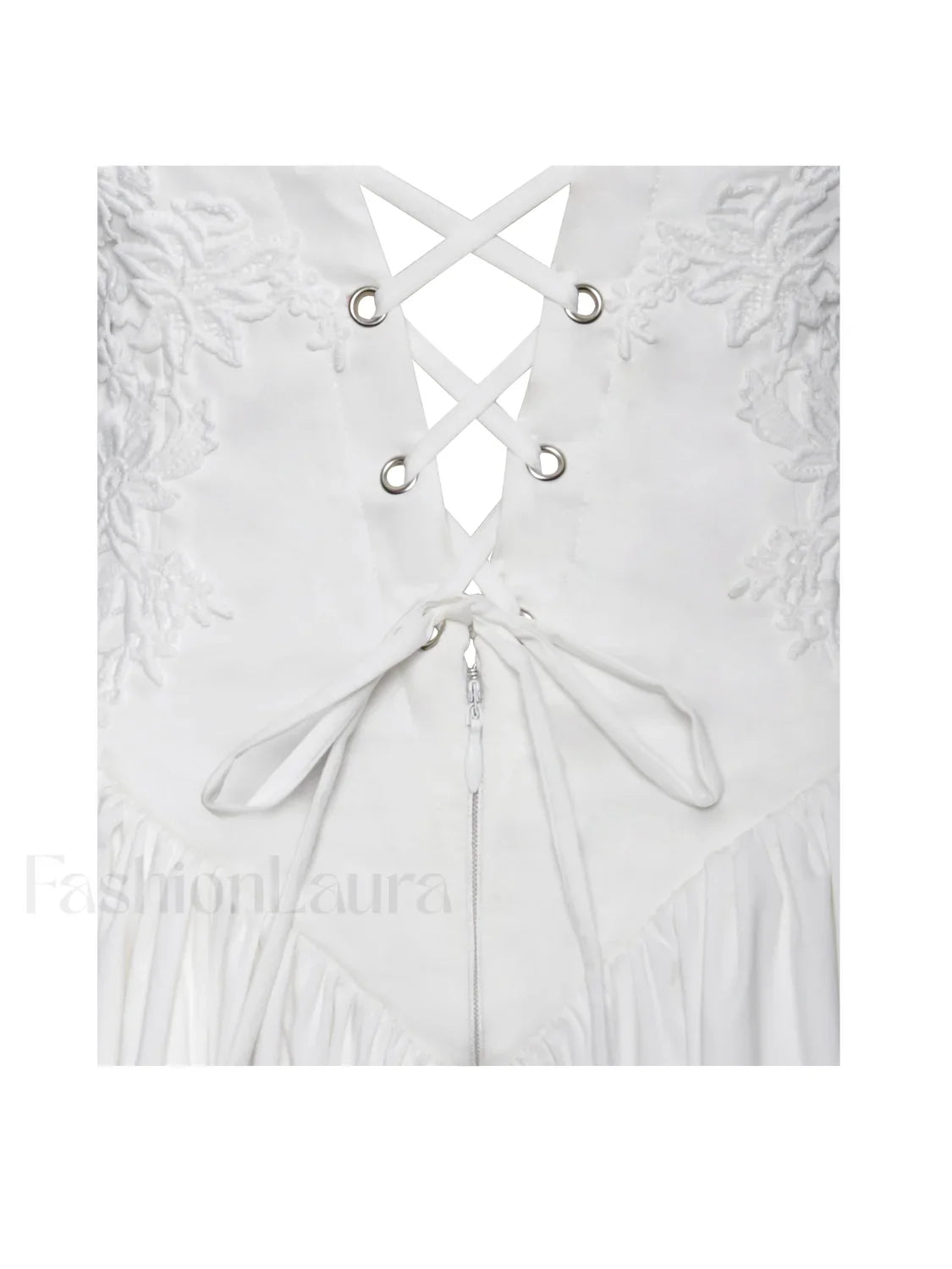 Kadi White Cotton Drop Graceful Waist Corset Mini Dress