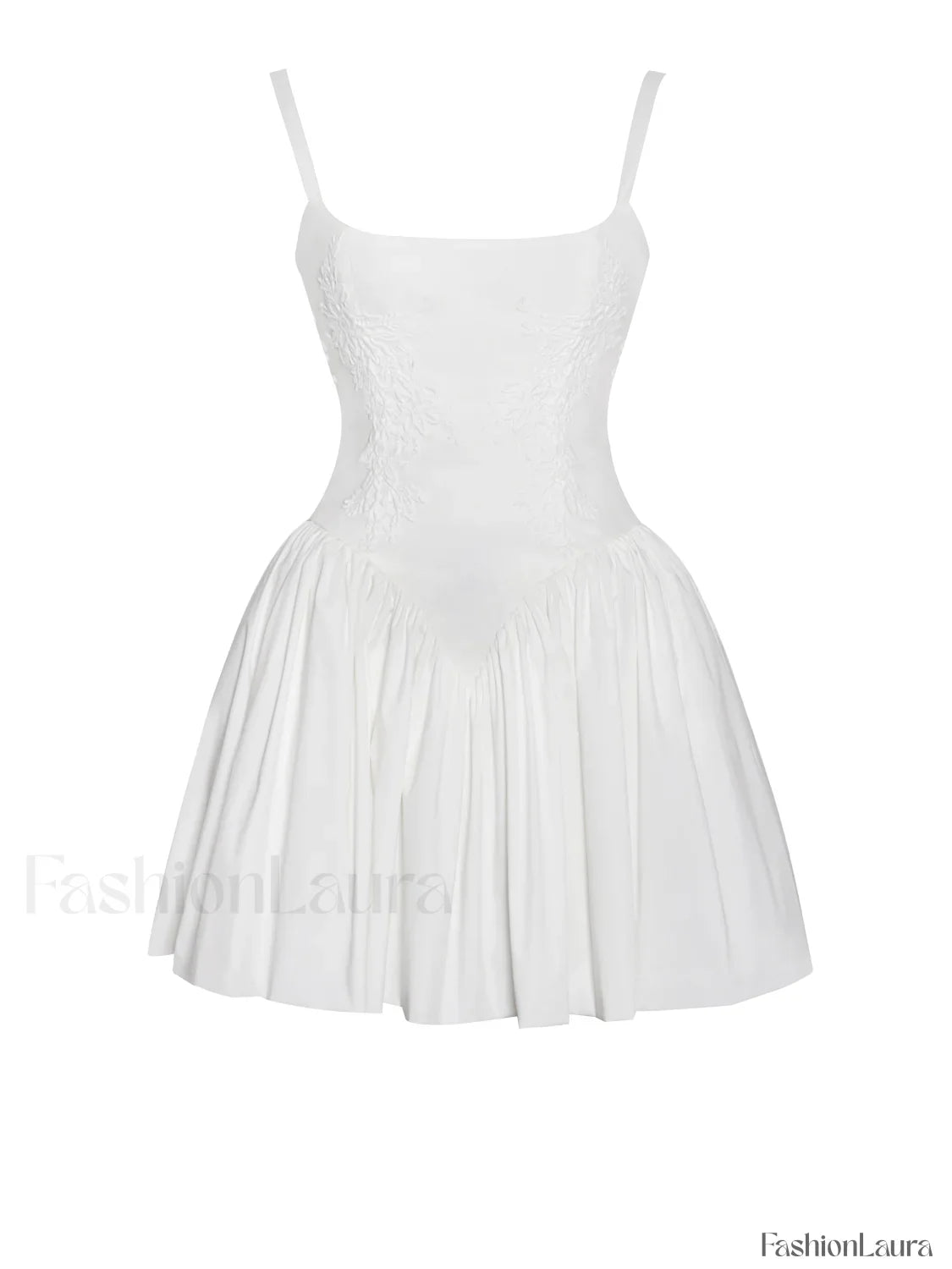 Kadi White Cotton Drop Graceful Waist Corset Mini Dress