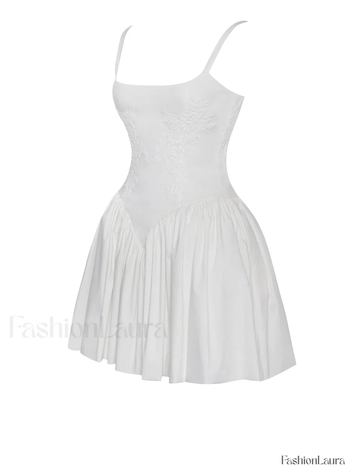 Kadi White Cotton Drop Graceful Waist Corset Mini Dress