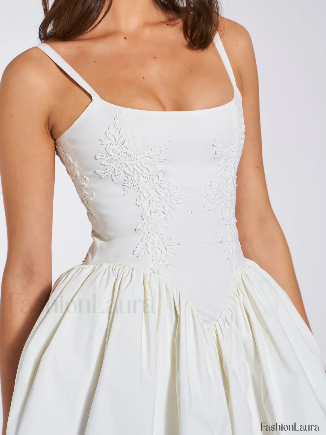 Kadi White Cotton Drop Graceful Waist Corset Mini Dress