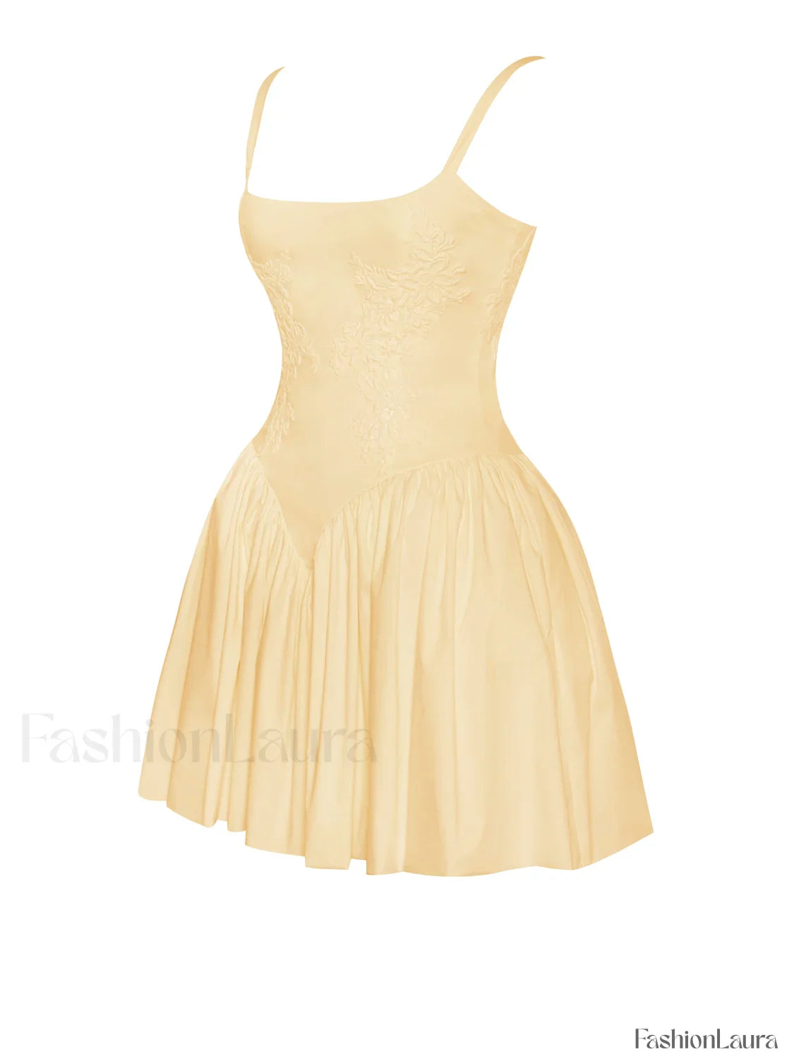 Kadi Yellow Cotton Drop Graceful Waist Corset Mini Dress