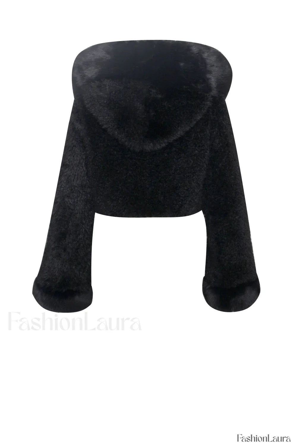 Kali Black Cropped Faux Graceful Fur Jacket With Hood