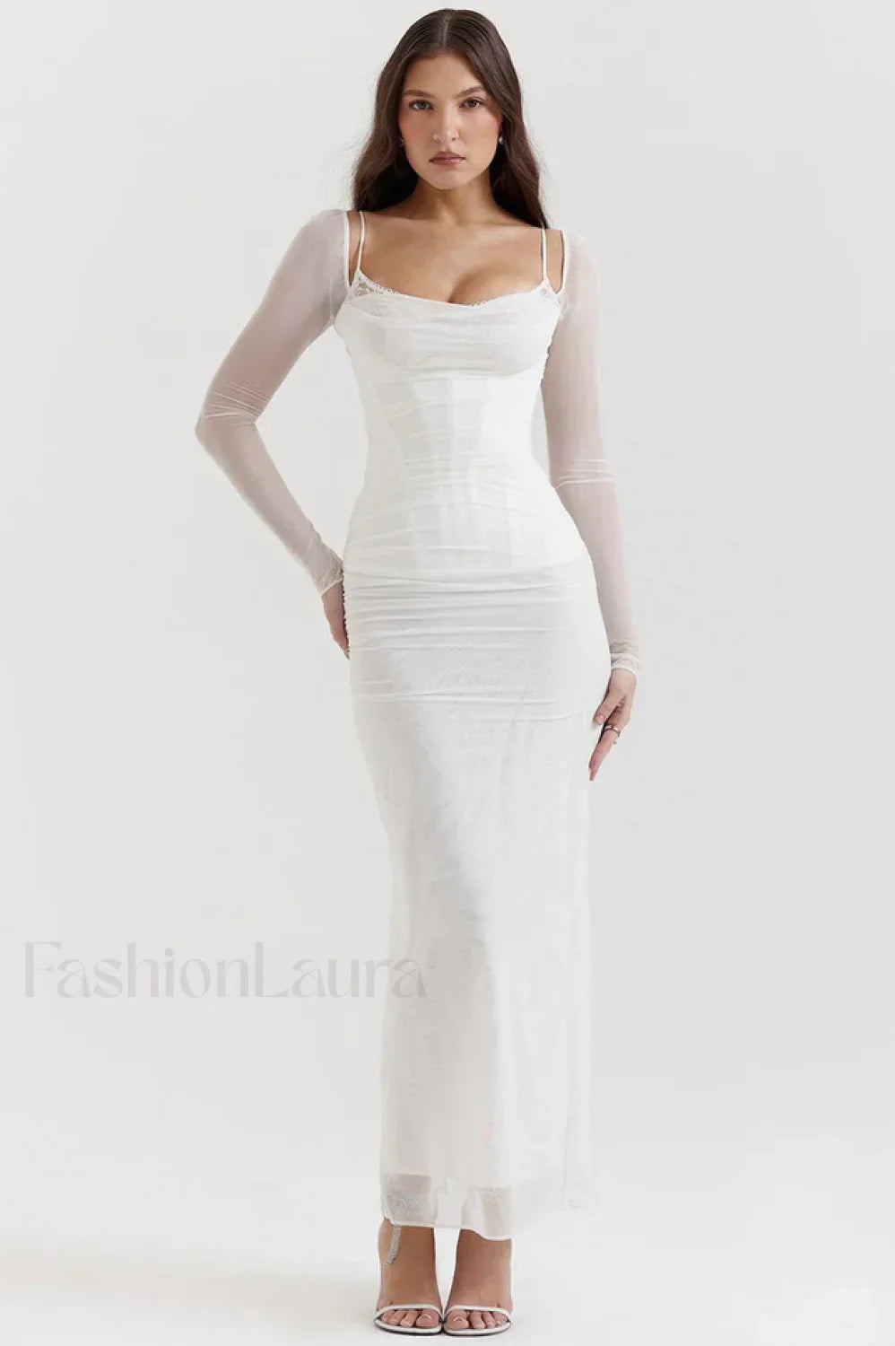 Katarina Black Stylish Maxi Dress XS / White