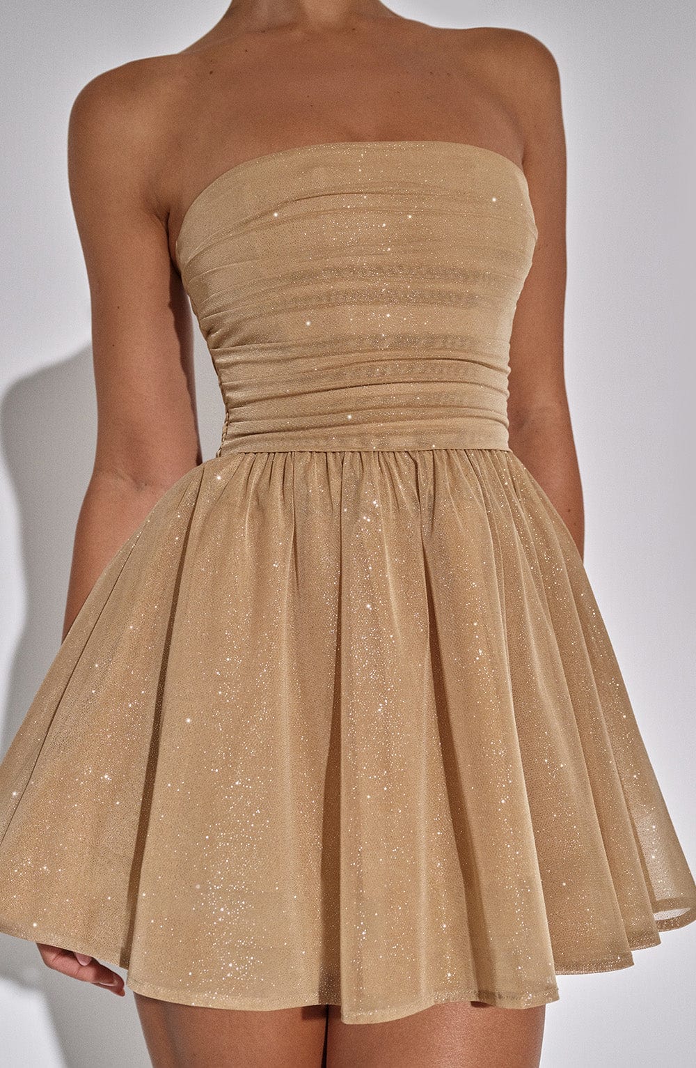 Esther Back Knot Strapless Sparkle Dress