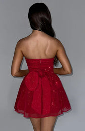 Strapless Glitter Tulle Fit and Flare Mini Dress Party 3