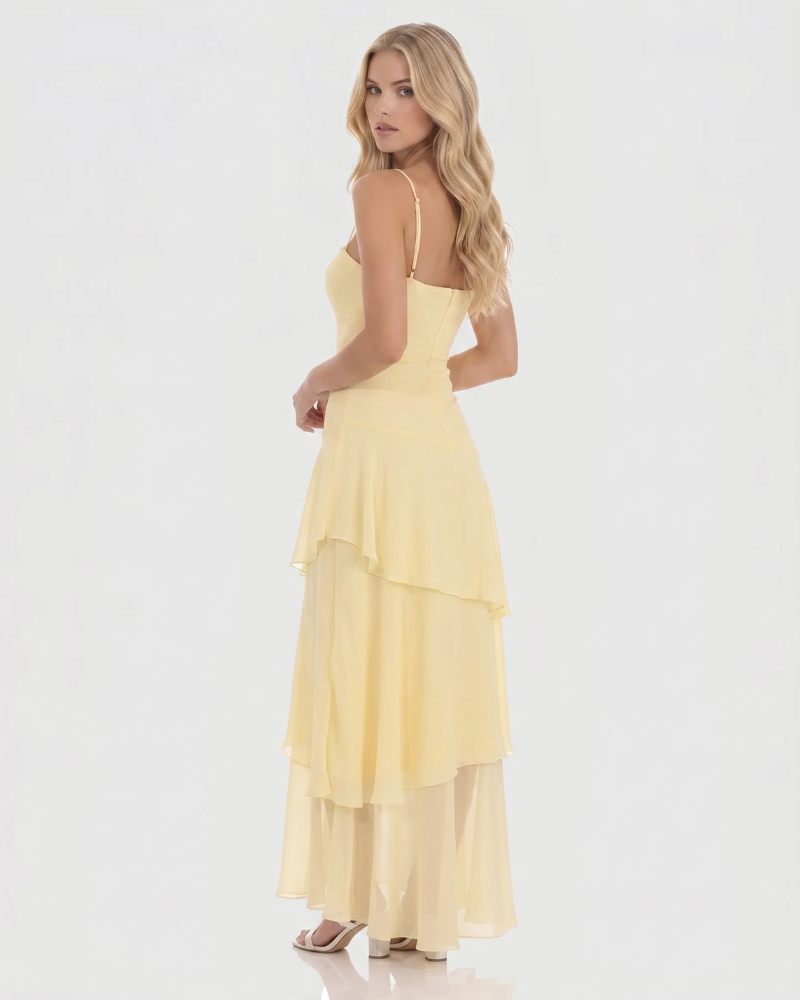 Sweetheart Corset Tiered Chiffon Maxi Dress 5
