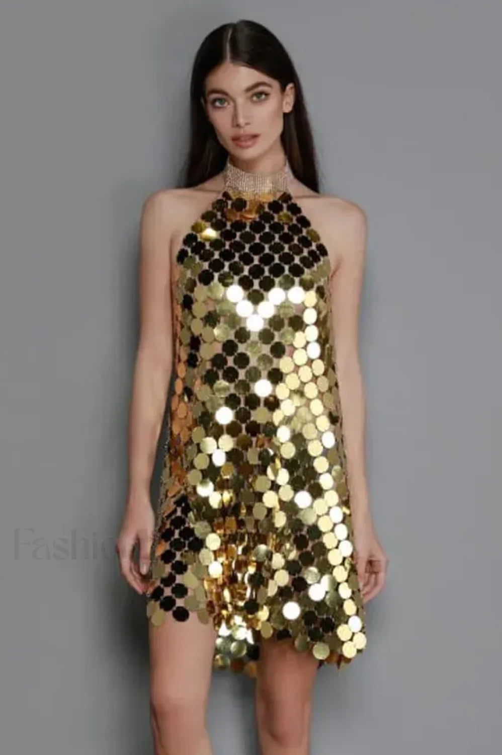Kimora Halterneck Stylish Chainmail Mini Dress
