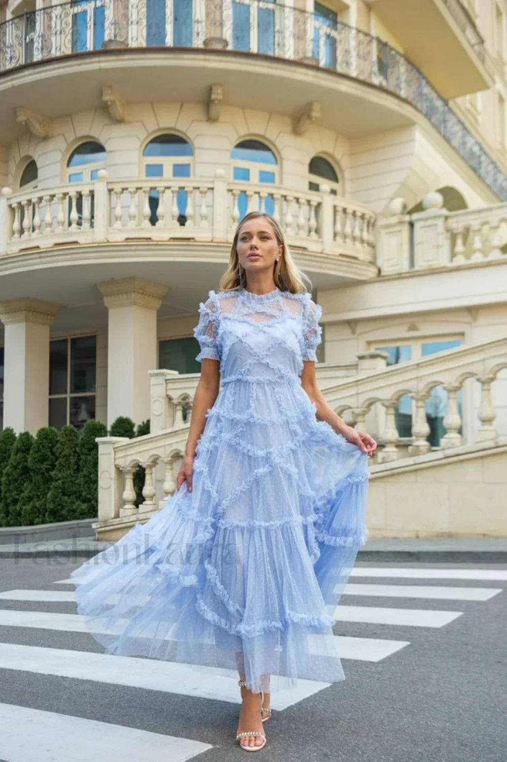 Kinley Ruched Ruffle Charming Hem Maxi Dress