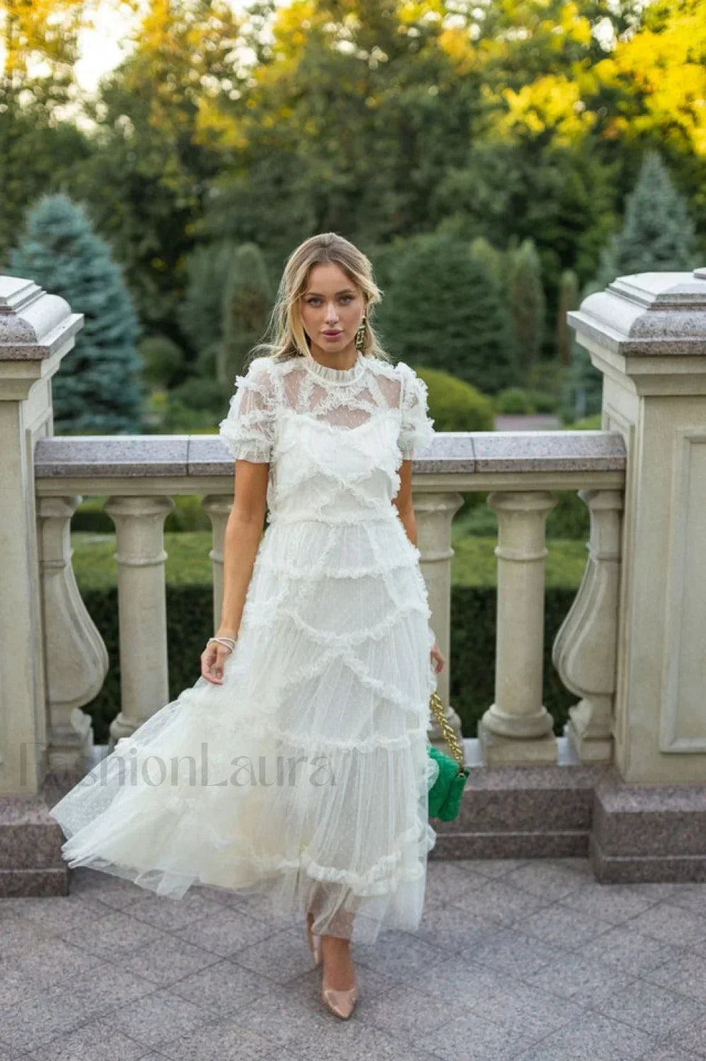 Kinley Ruched Ruffle Charming Hem Maxi Dress