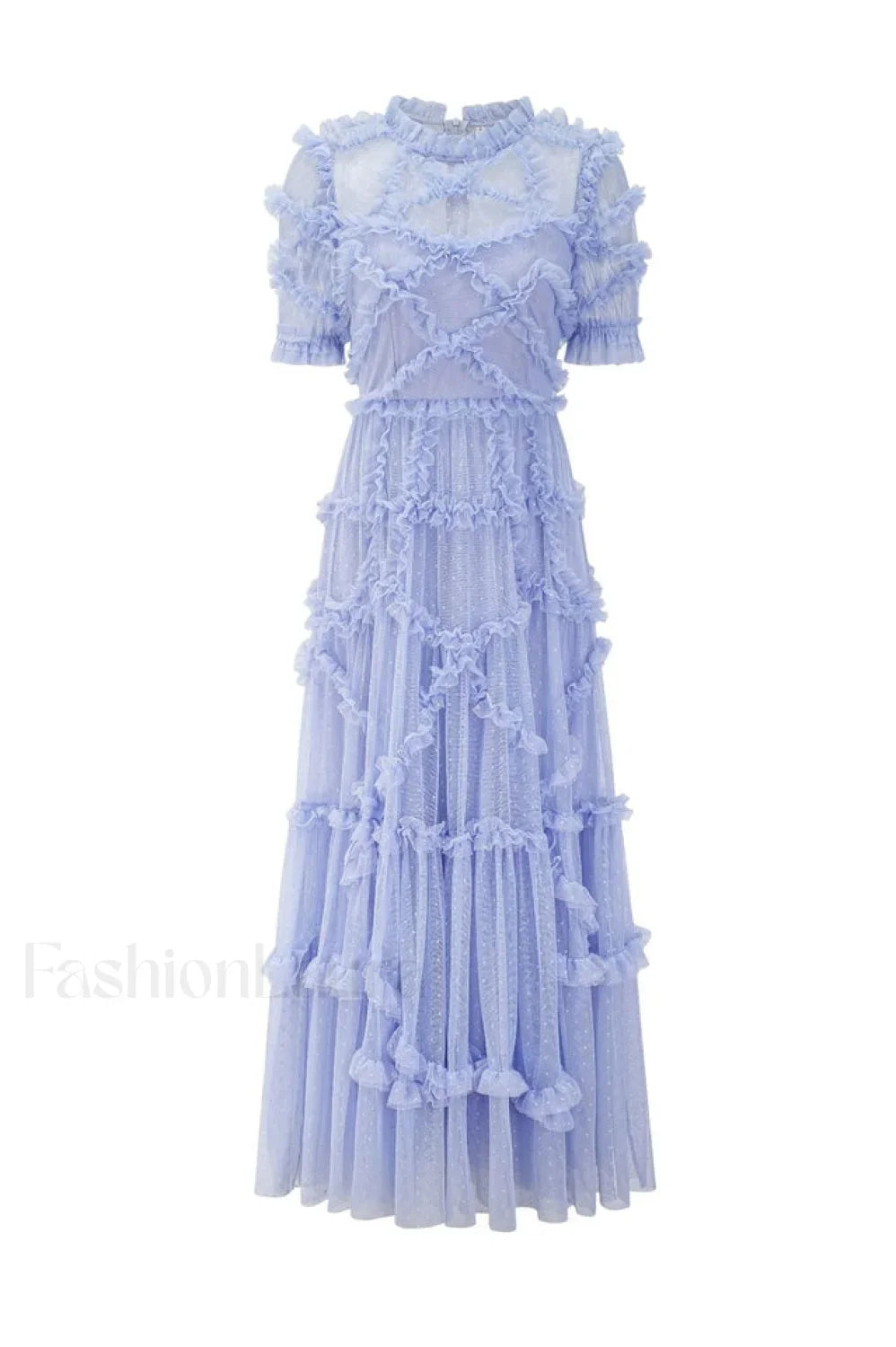 Kinley Ruched Ruffle Charming Hem Maxi Dress S / Baby Blue