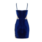 Kitty Strappy Velvet Sweetheart Crystal Trim Mesh Mini Dress 4