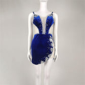 Kitty Strappy Velvet Sweetheart Crystal Trim Mesh Mini Dress 5