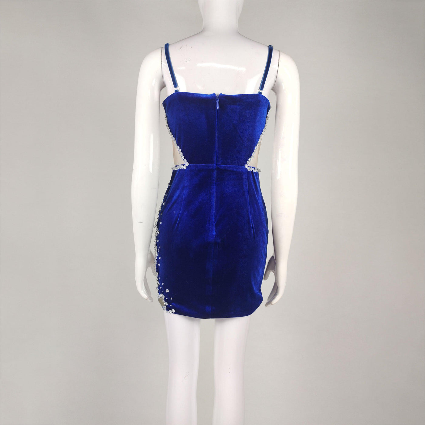 Kitty Strappy Velvet Sweetheart Crystal Trim Mesh Mini Dress 7